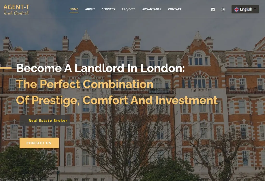 The Agent-T London website on a desktop screen