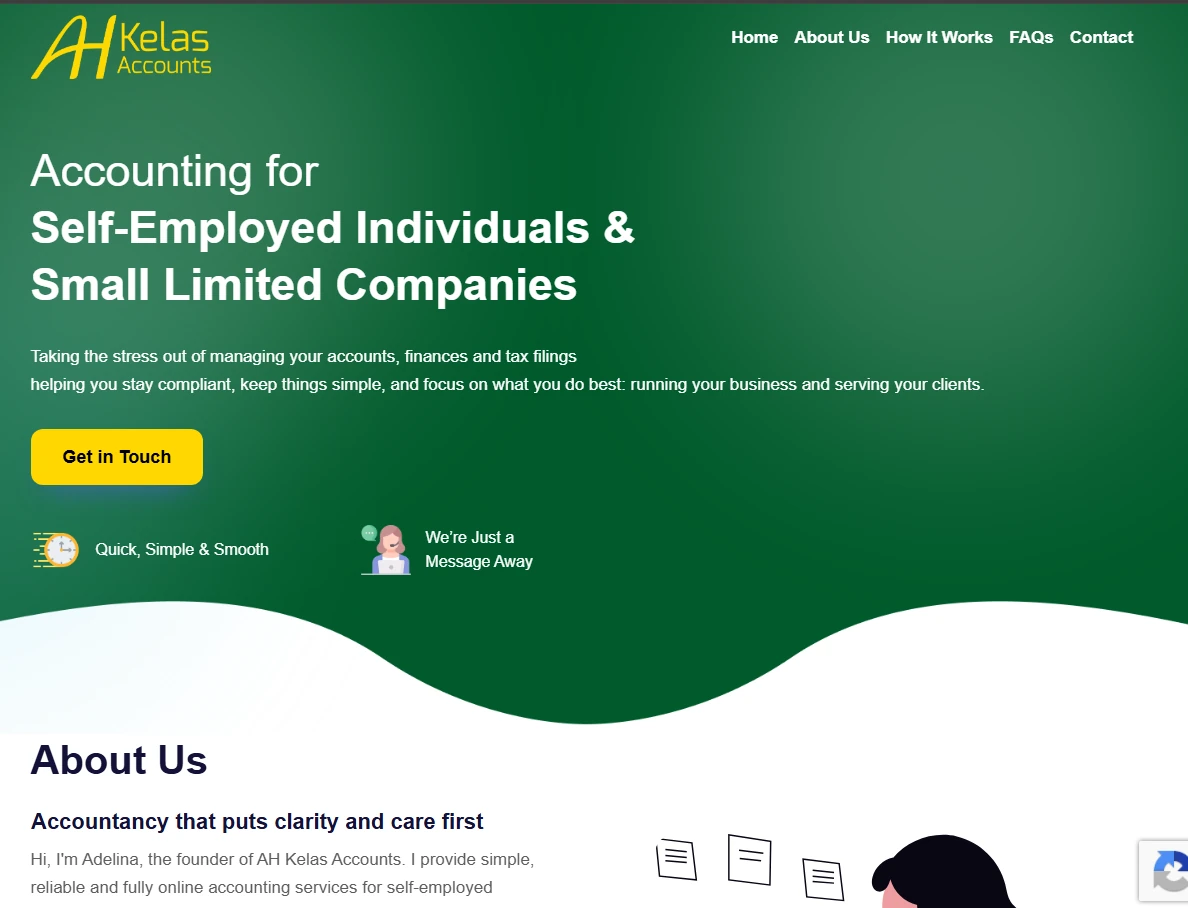 The AH Kelas Accounts website on a desktop screen